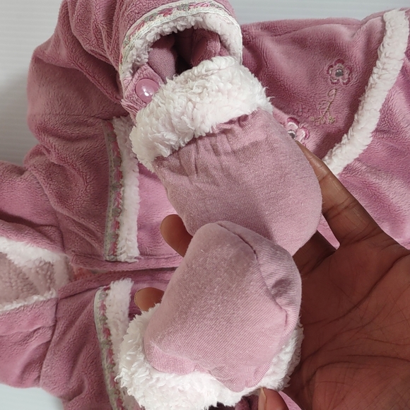 Protection System floral pink and white Lightweight sweater jacket with mittens - Picture 9 of 15